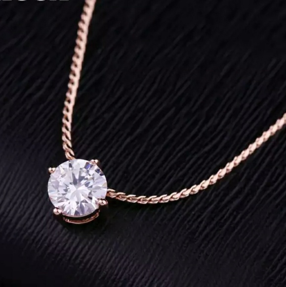 18k Rose Gold Solitaire Necklace - Picture 2 of 8